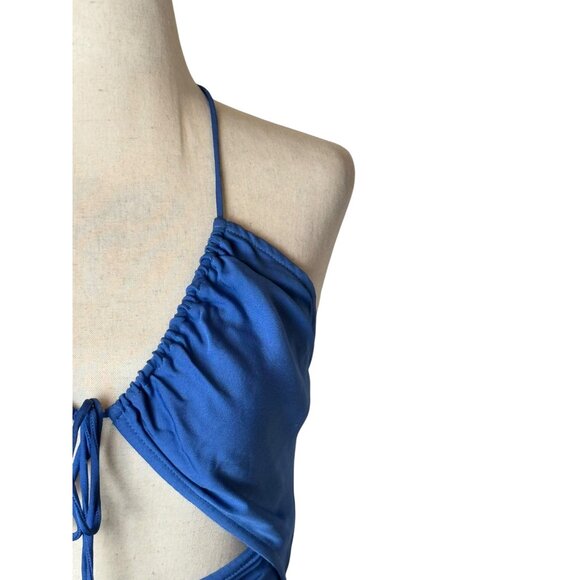 Christopher Esber Dress Women 4 Blue Multi Panel Disconnect Ruched Halter Maxi - Picture 6 of 14